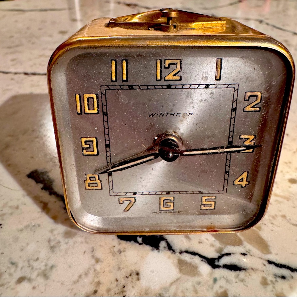 VTG Very Rare Winthrop Mechanical Travel Clock with Alarm, Untested